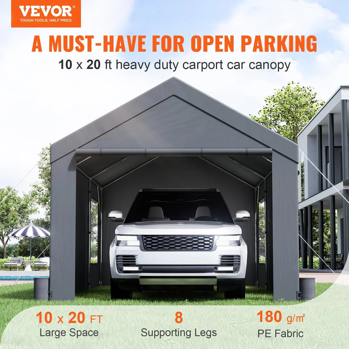 VEVOR Carport 10x20ft, Car Canopy Portable Garage