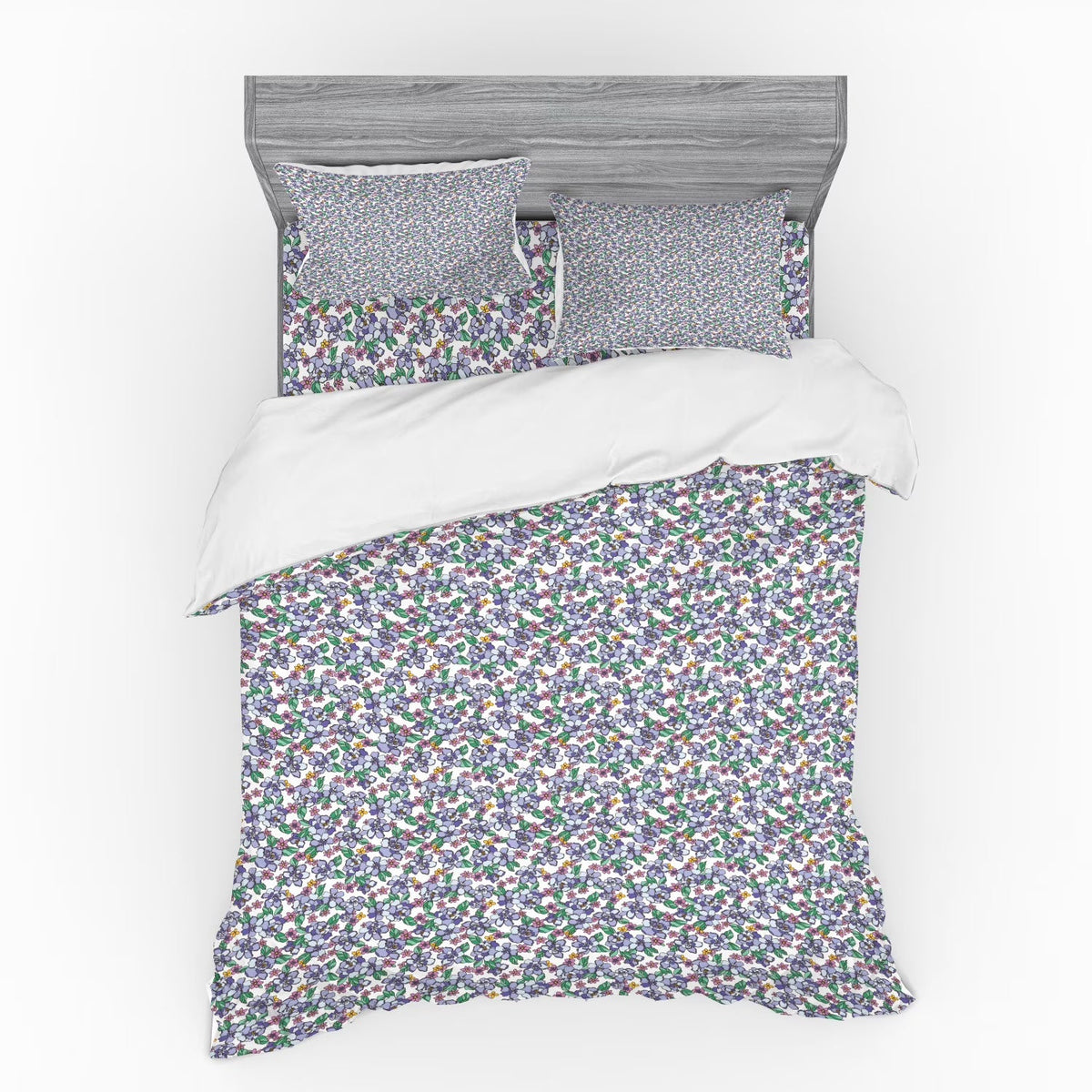 2026 NEW Floral Duvet Cover Set, Colorful Spring Blossom Flowers Repetitive Hand Drawn Like Pattern, Bedding Set with Shams and Fitted Sheet, 3 Sizes