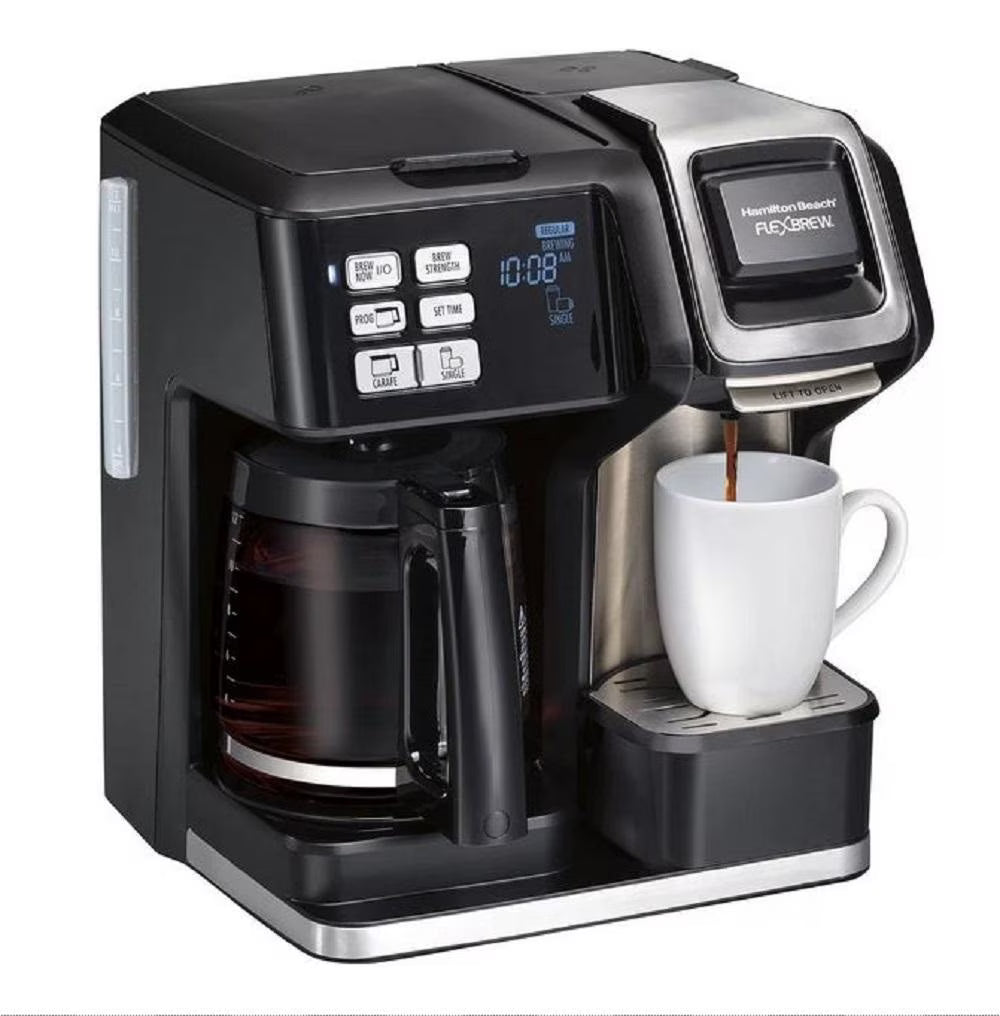 2026 NEW Hamilton Beach FlexBrew Trio 2-Way Coffee Maker, Compatible with K-Cup Pods or Grounds, Combo, Single Serve & Full 12c Pot, Black