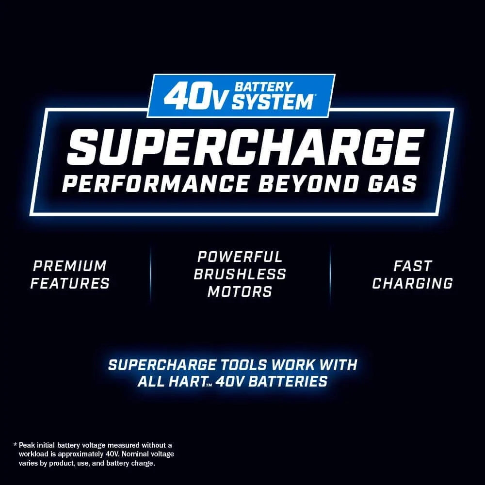 2026 NEW HART 40-Volt 21-inch Supercharge 3-in-1 Self-Propelled Mower Kit, (2) 6.0Ah Lithium-Ion Batteries