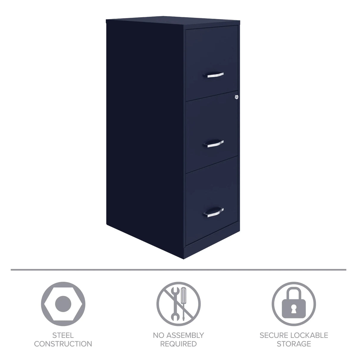 2026 NEW Space Solutions 18" Deep 3 Drawer Smart Letter Width Vertical File Cabinet, Navy