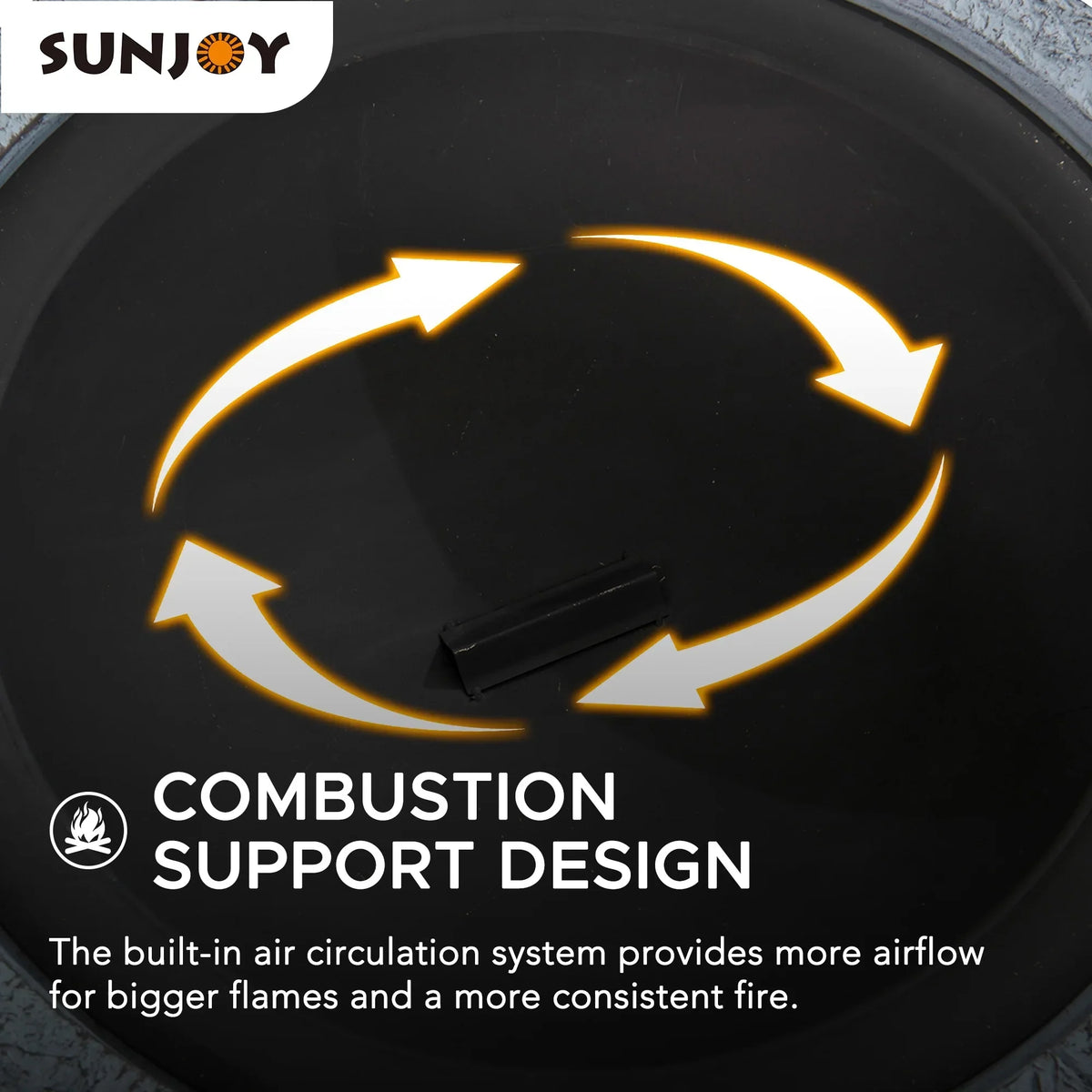 2026 NEW Sunjoy Stone Fire Pit 26 Inch, Outdoor Round Wood Burning Fire Pits with Spark Screen and Poker Grey