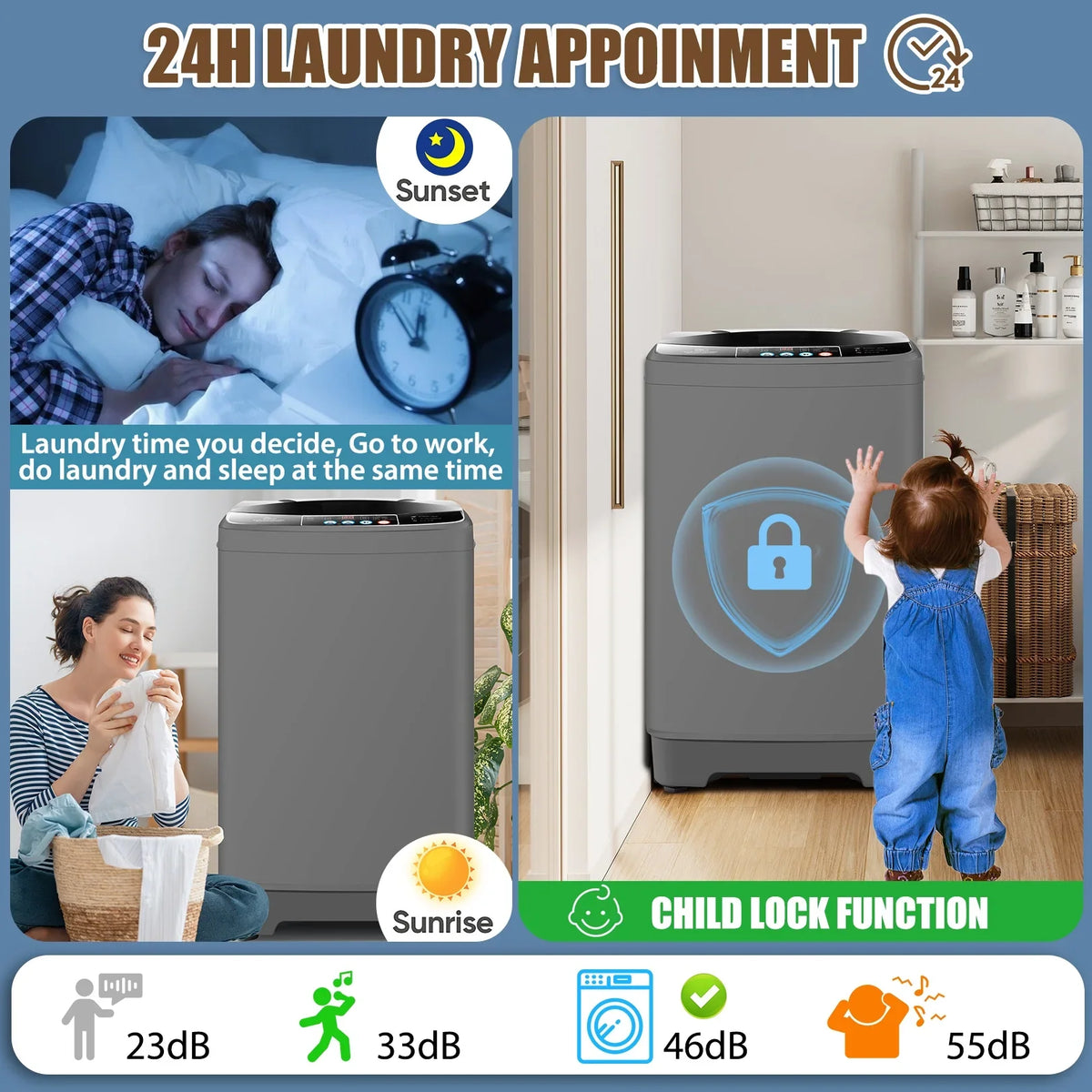 2026 NEW Veeboto Portable Washing Machine, 18.7Lbs Capacity Portable Washer with Drain Pump, 10 Wash Programs/8 Water Levels/LED Display, Full-Automatic Compact Laundry Washer for Apartment, Dorm, Home