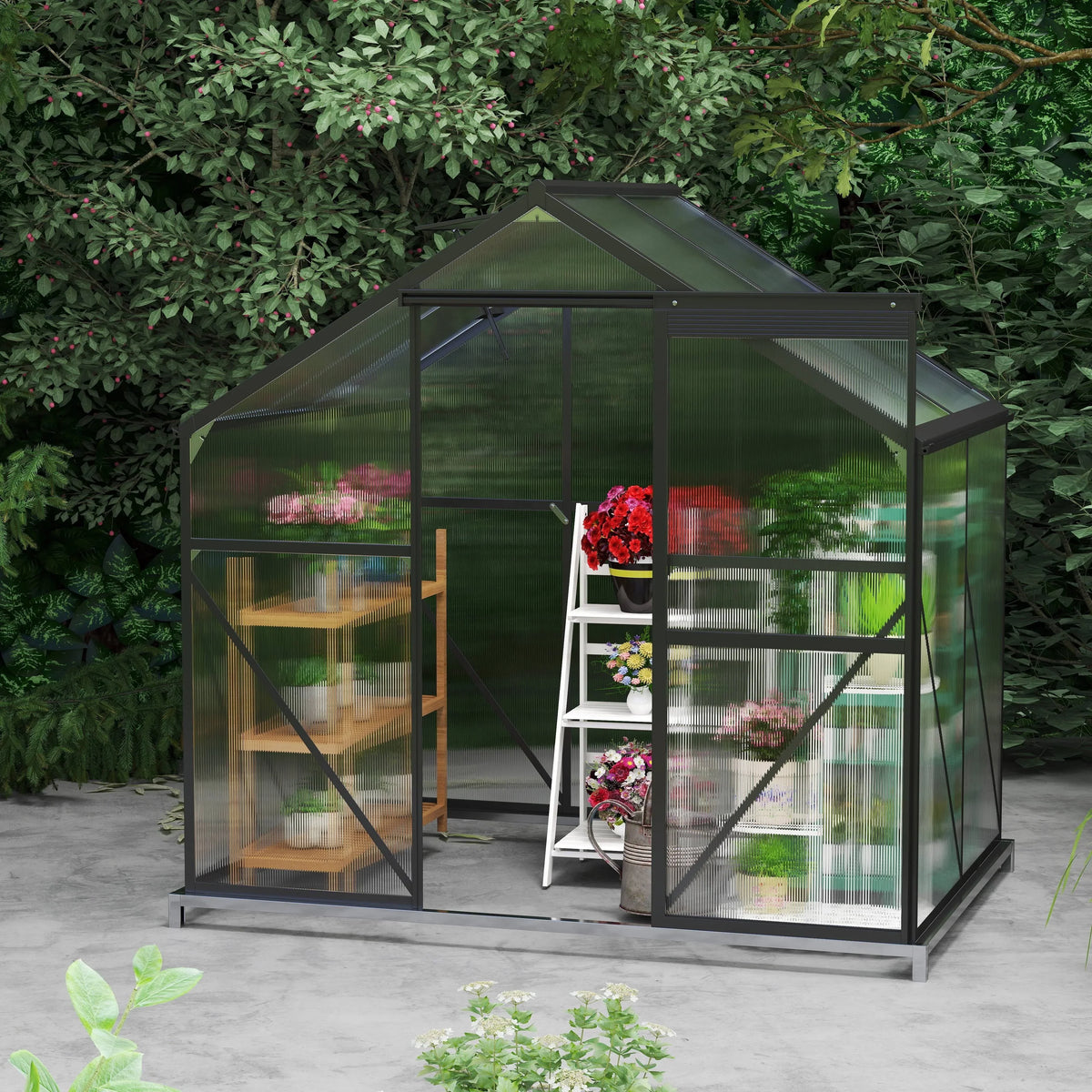 2026 NEW Asofer 6' x 4' Greenhouse for Outdoors, Aluminum Walk-in Green Houses shed with Rain Gutter and Roof Vent for Backyard