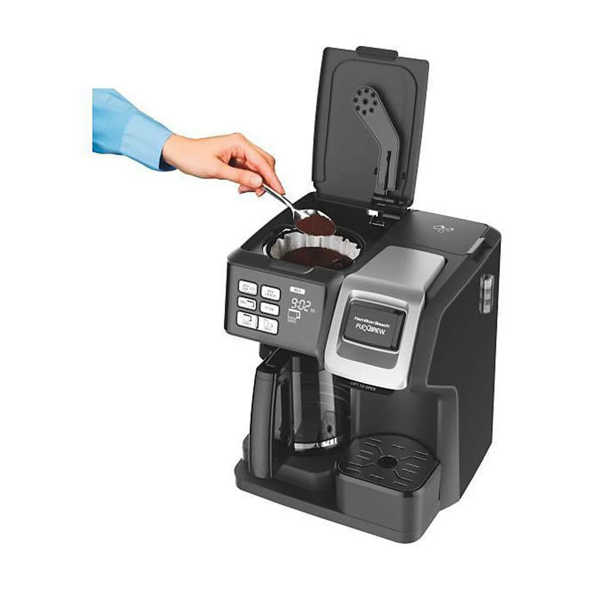 2026 NEW Hamilton Beach FlexBrew Trio 2-Way Coffee Maker, Compatible with K-Cup Pods or Grounds, Combo, Single Serve & Full 12c Pot, Black