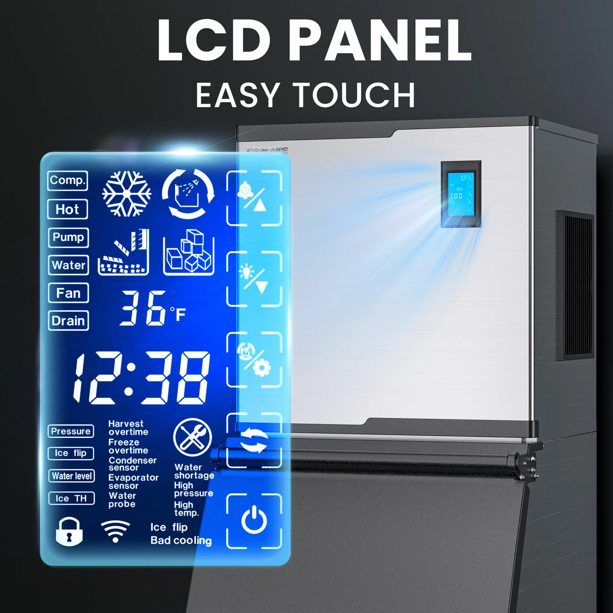 2026 NEW Coolake 22 inch 450lbs/24h Commercial Air Cooled Ice Maker Machine with 360lbs, Cube Ice, Doe/ETL