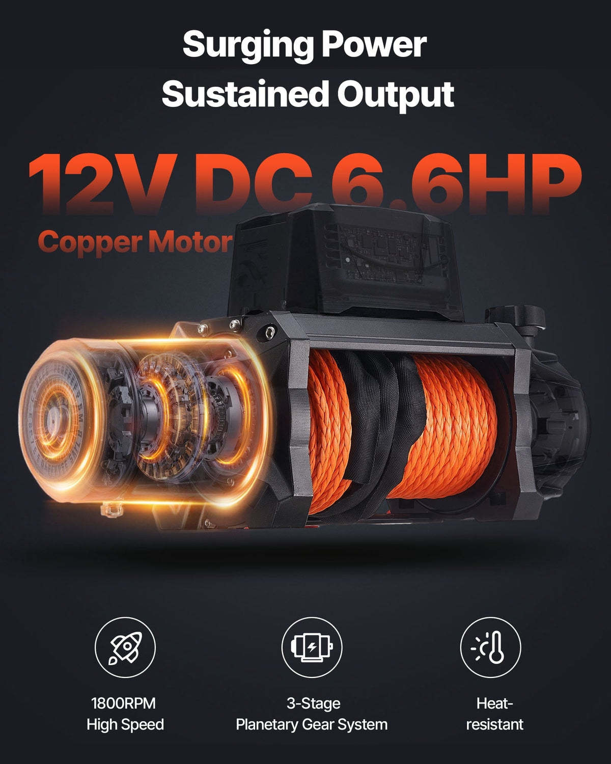 2026 NEW VEVOR Electric Winch, 12000 lbs Load Capacity, 12V DC Truck Winch with Φ3/8 in x 92 ft Synthetic Rope, Wireless & Wired Remote Control, IP67 Waterproof for Towing Off-Road SUV Jeep Trailer Boat