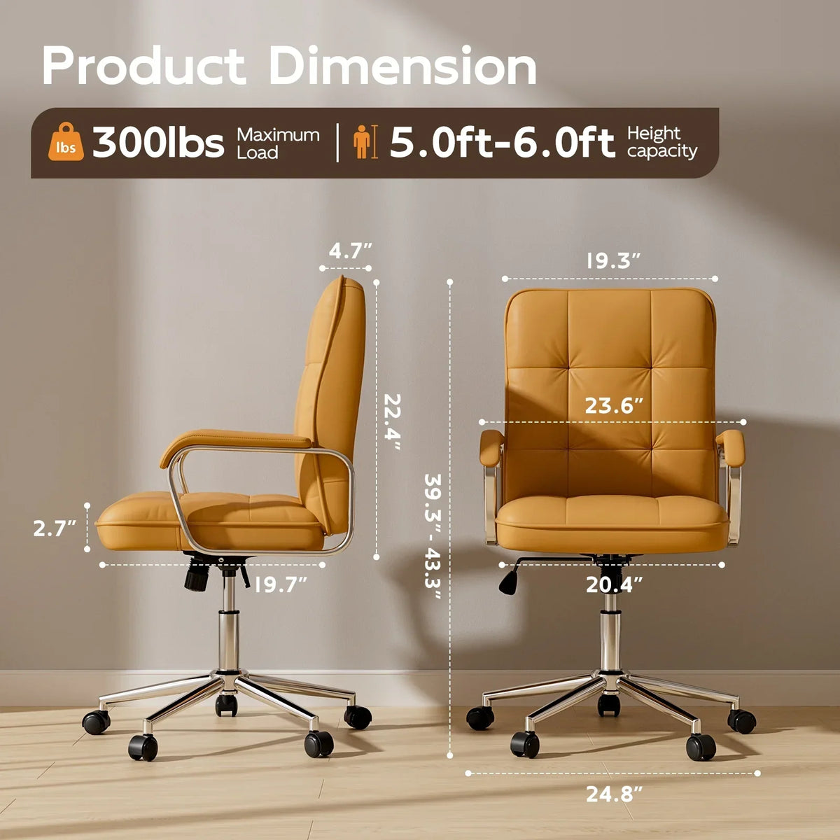 2026 NEW Solfway White Office Chair, Swivel Leather Computer Desk Chair with Wheels and Padded Arms, Executive Office Chair for Adults
