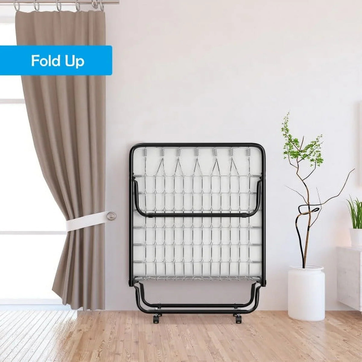 2026 NEW 75" x 31" x 13" Folding Bed with Mattress, Rollaway Bed Metal Frame on Wheels, Portable Foldable Guest Bed for Adults, Cot Size Fold up Bed with Memory Foam Mattress