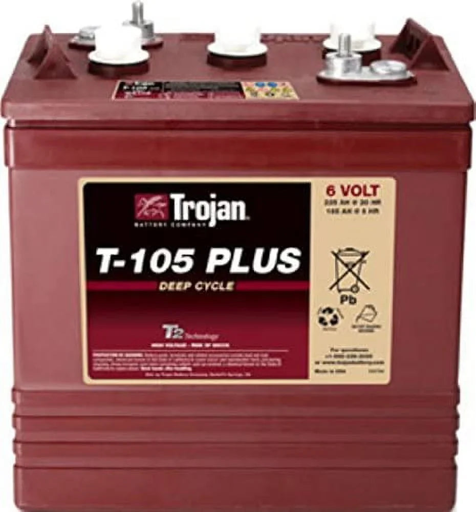 2026 NEW Trojan T-105 Plus 6 Volt (Pack of 4) Deep Cycle Golf Cart Batteries, Rechargeable