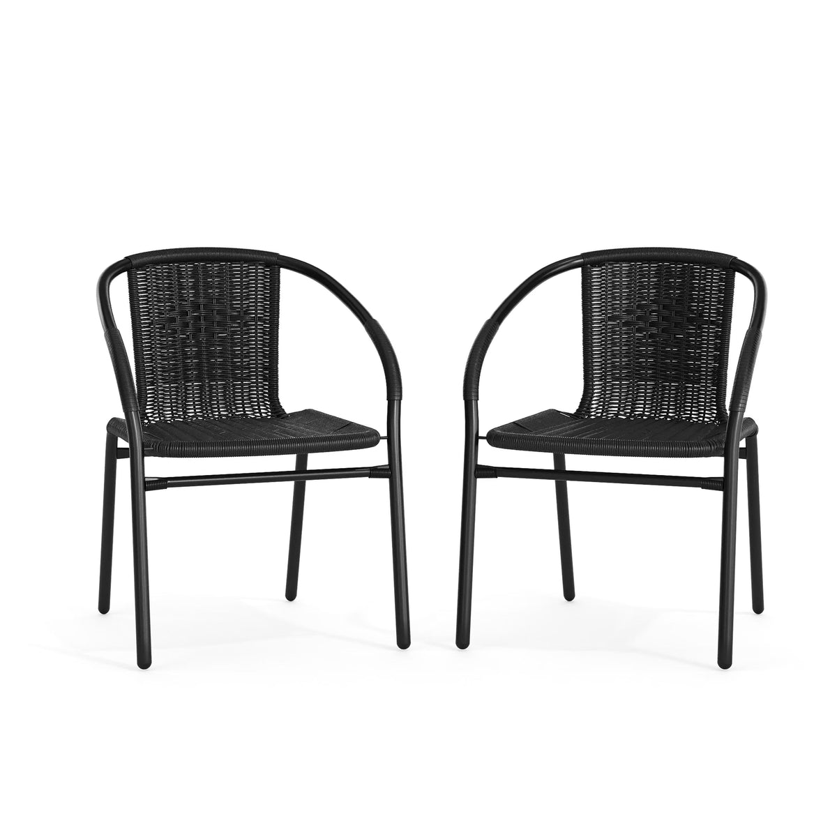 2026 NEW Emma + Oliver Indoor/Outdoor Stacking Rattan Restaurant Patio Chairs, Set of 2, Gray