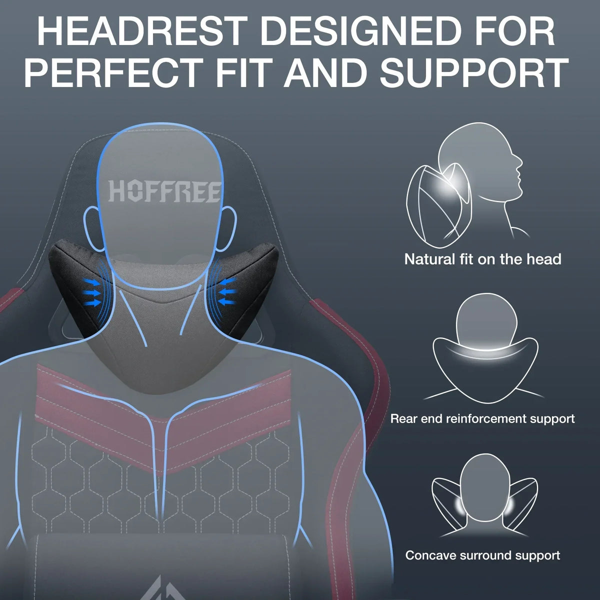 2026 NEW Hoffree Gaming Chair with Massage Fabric Office Chair with footrest for Adults, Ergonomic Gamer Chair with Headrest and Lumbar Support for Office Gaming, 440 LBS