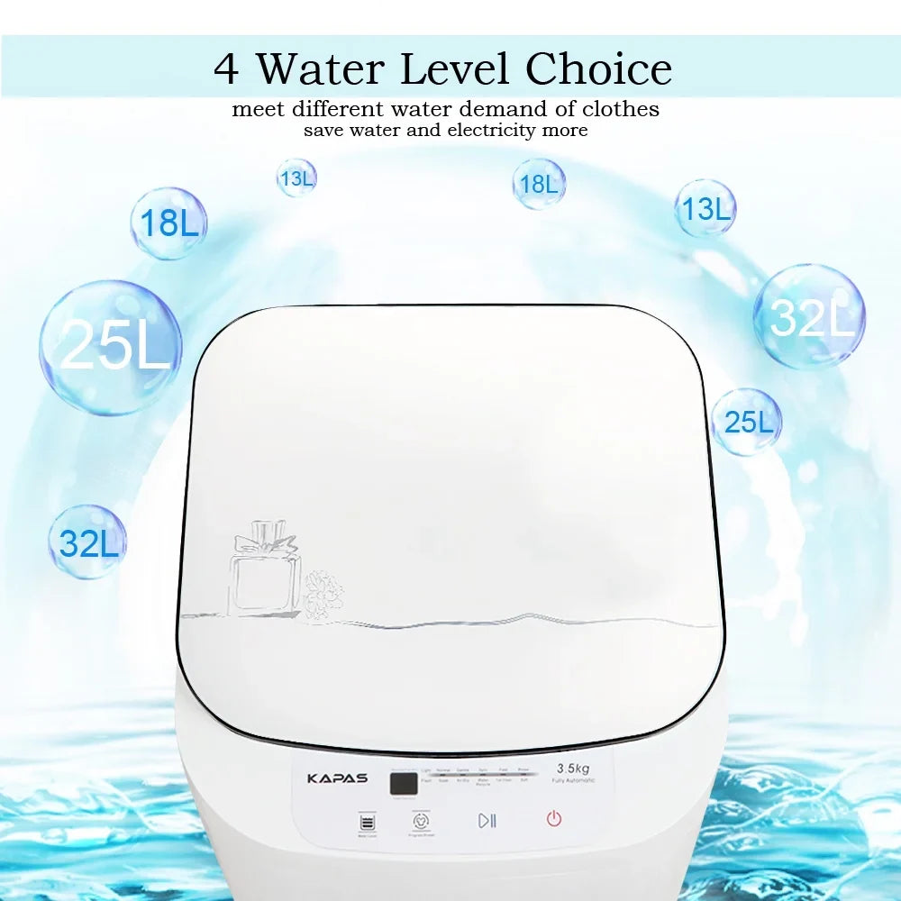 2026 NEW Compact Washing Machine, KAPAS Fully Automatic 2-in-1 Washer & Dryer Machine with 8 lbs. Capacity Top Load Tub Washer in White