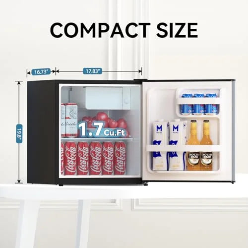 2026 NEW Frestec 1.7 Cu.Ft Mini Fridge with Freezer, Mini Fridge for Bedroom, Small Refrigerator, Dorm Refrigerators with Freezer, Compact Refrigerator for Office, Apartment, Dorm, Bedroom