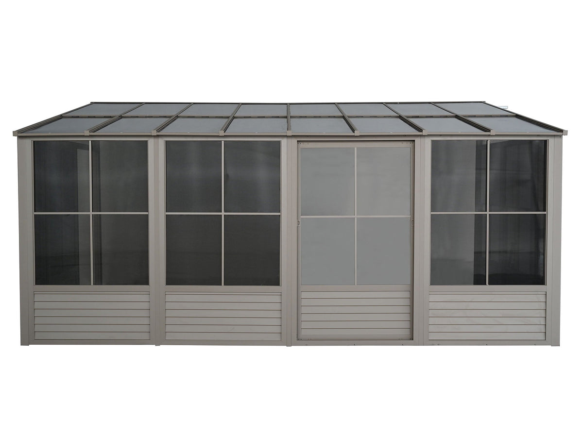 2026 NEW Gazebo Penguin Florence 10 ft x 16 ft Polycarbonate Roof Wall Mounted Solarium - Sand