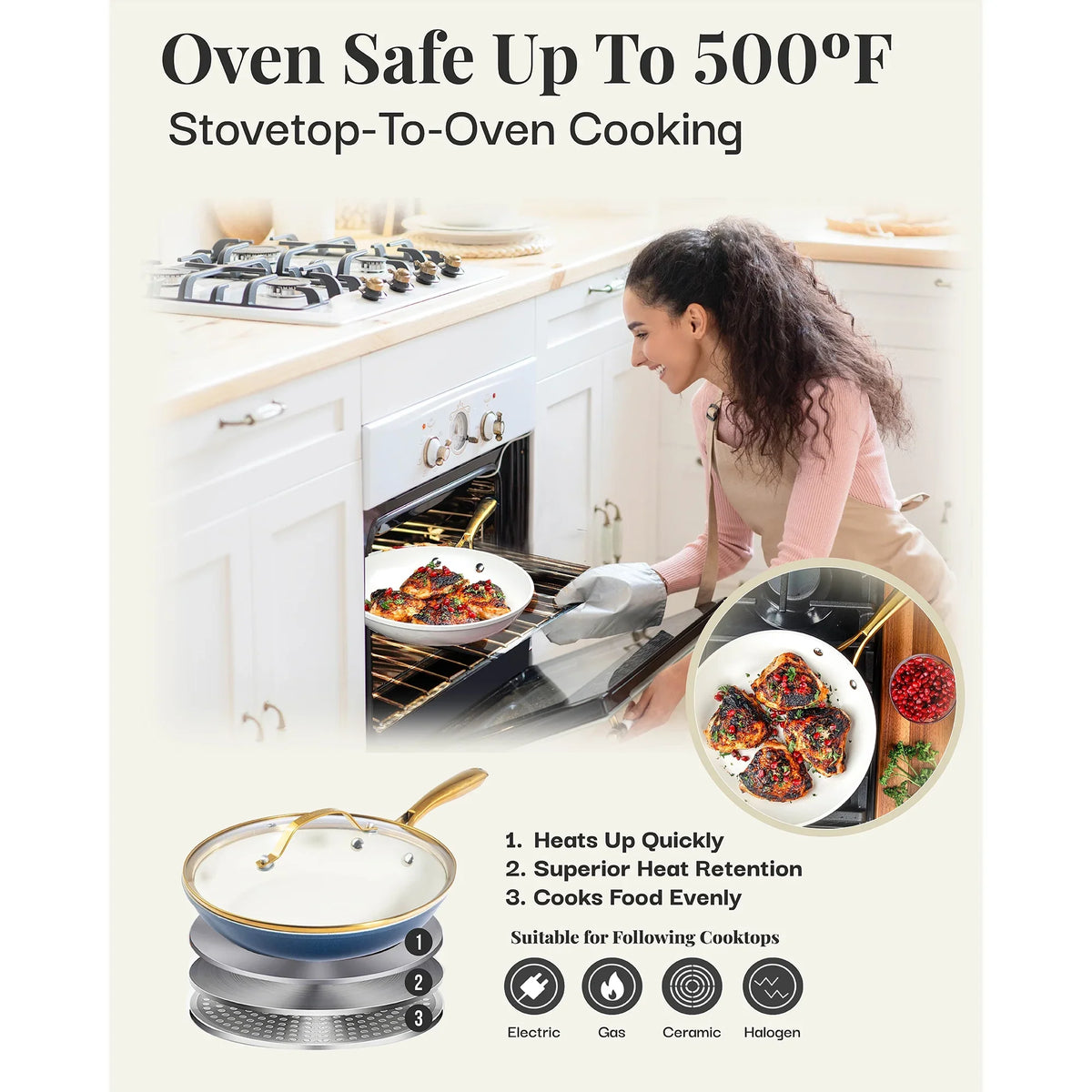 2026 NEW Gotham Steel 15 Pc Ceramic Cookware Set Nonstick, Ceramic Pots and Pans Set Non Stick with Steamer & Cooking Utensils, Non Toxic, Premium Stay Cool Handles, Oven & Dishwasher Safe, Blue