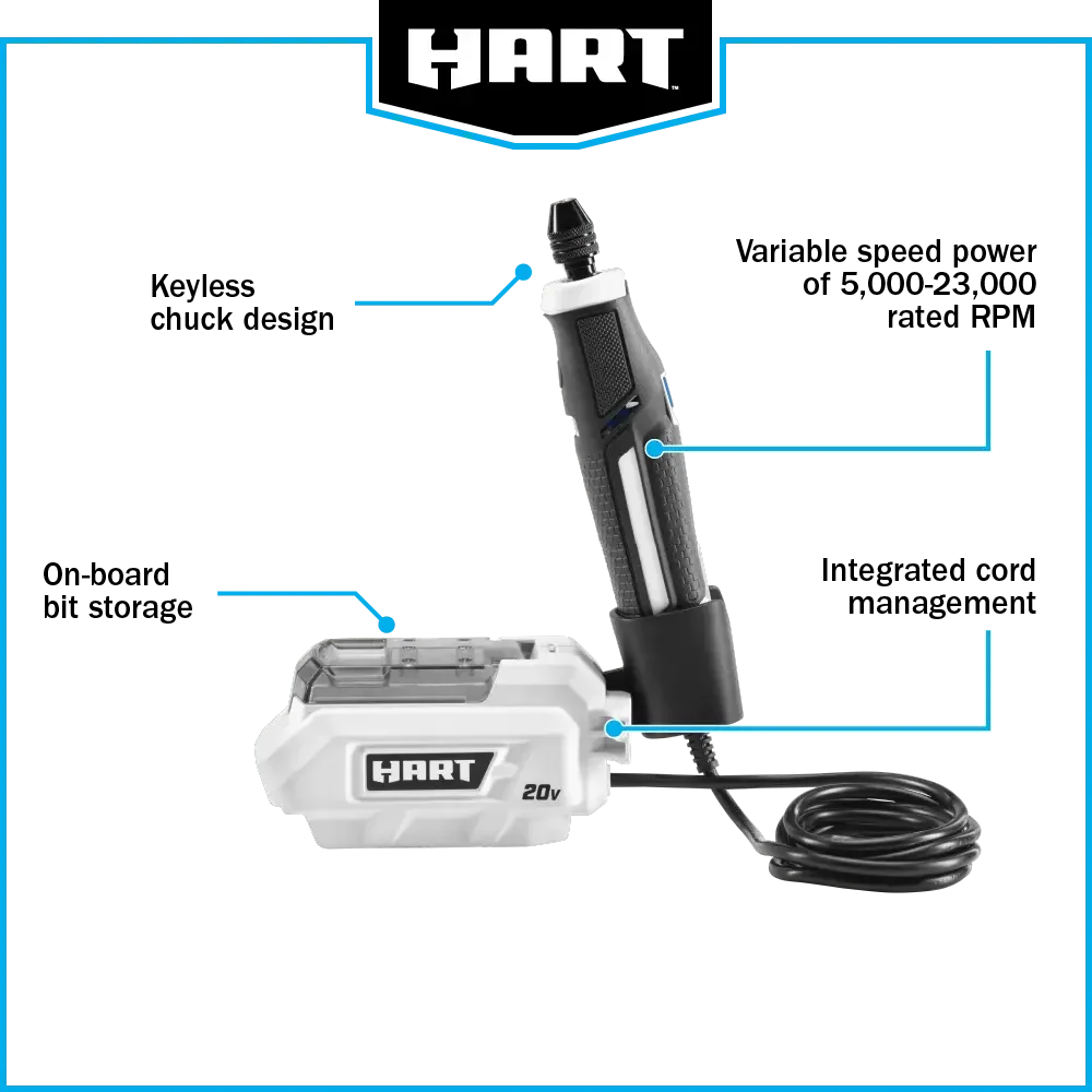 2026 NEW HART 20-Volt Cordless Precision Craft Rotary Tool Kit, Gen2