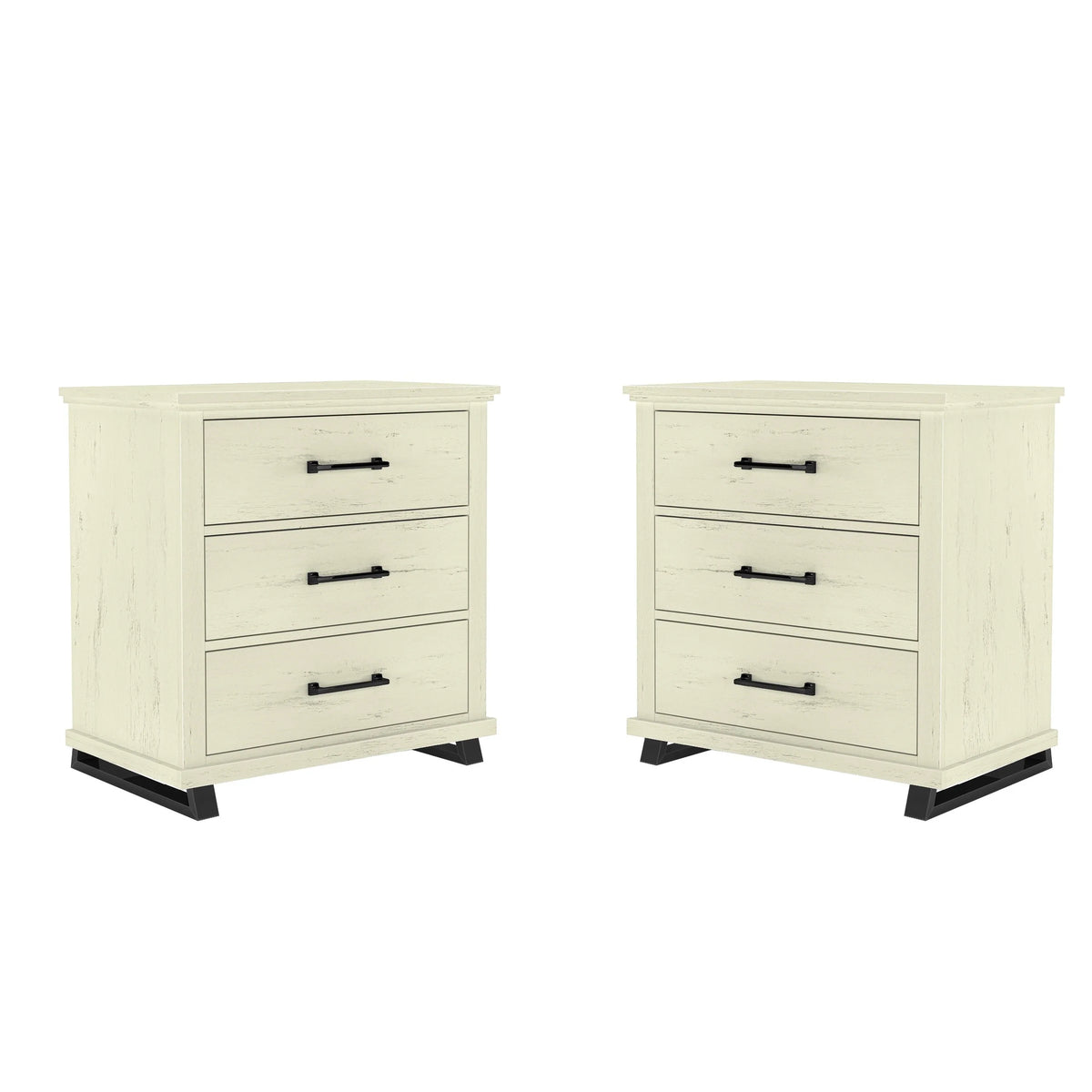 2026 NEW FESTIVO 32 inch Wide 3-Drawer Bedroom Nightstand with Elevated Metal Legs - Beige