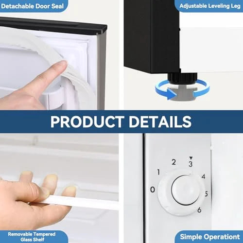 2026 NEW Frestec 1.7 Cu.Ft Mini Fridge with Freezer, Mini Fridge for Bedroom, Small Refrigerator, Dorm Refrigerators with Freezer, Compact Refrigerator for Office, Apartment, Dorm, Bedroom