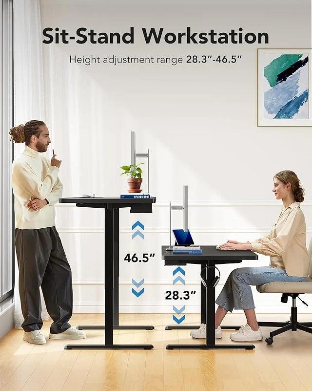 2026 NEW UANUO 48 x 24 inch Electric Standing Desk, Height Adjustable Table with Headphone Hooks & Cable Manager, Sit to Stand up Desk for Home Office, Vintage Brown