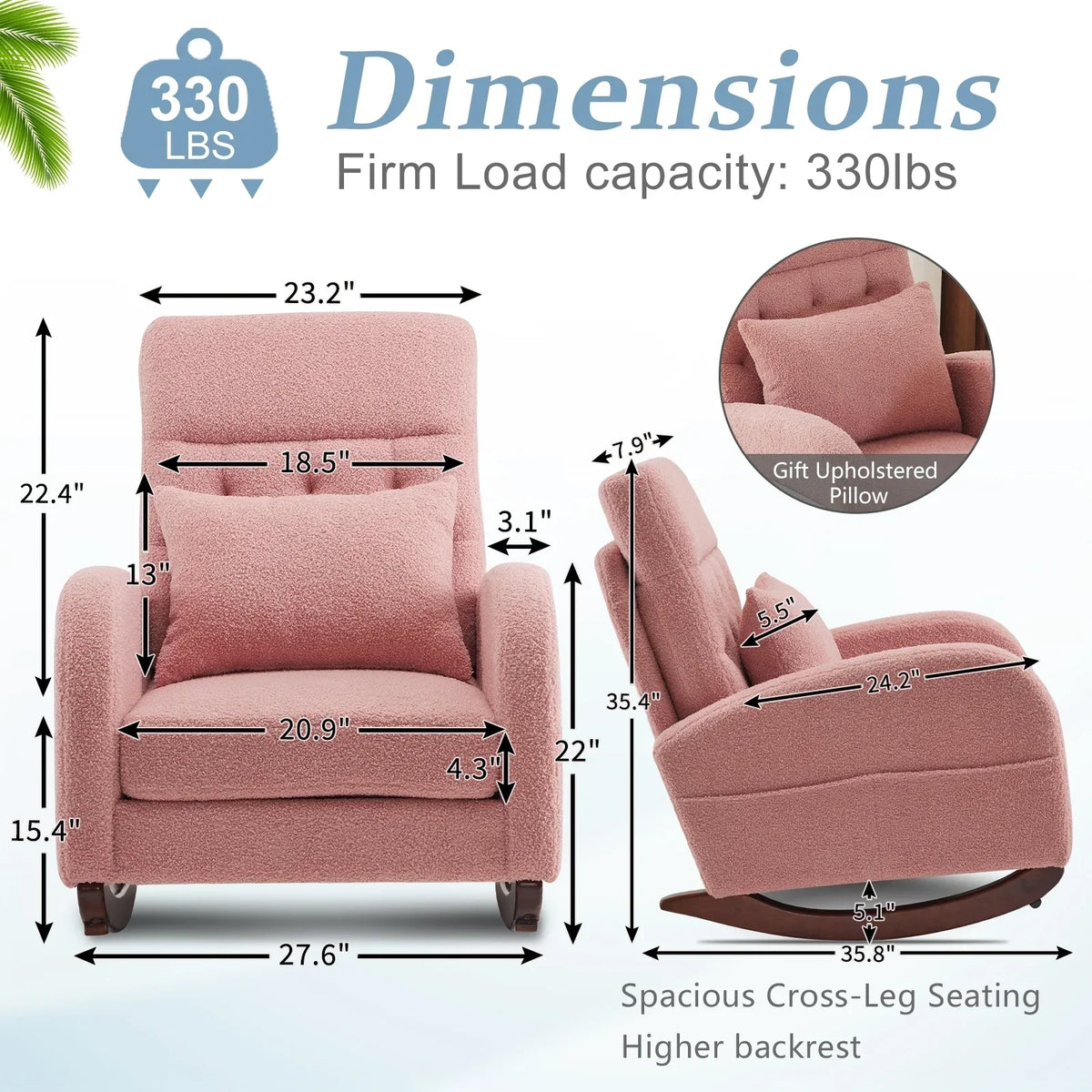 2026 NEW Ktaxon Rocking Accent Chair Glider Reading Chair Comfy Teddy Velvet Upholstered Single Sofa Rocker for Living Room, Nursery, Bedroom Beige