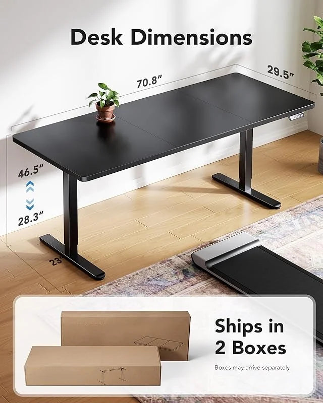 2026 NEW UANUO 48 x 24 inch Electric Standing Desk, Height Adjustable Table with Headphone Hooks & Cable Manager, Sit to Stand up Desk for Home Office, Vintage Brown