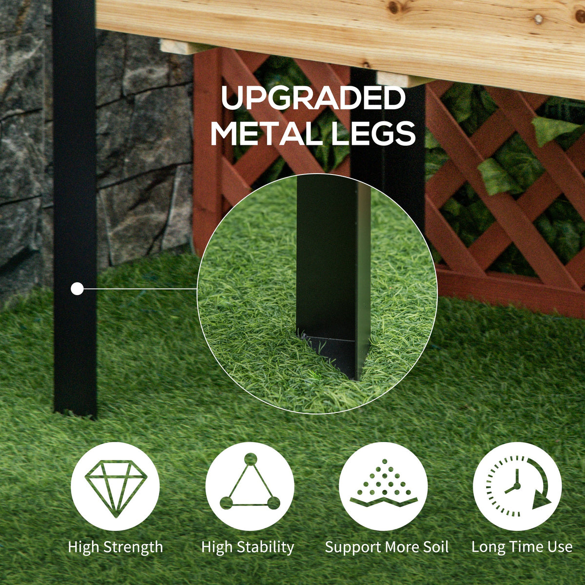 2026 NEW Outsunny Raised Garden Bed, Elevated Planter Box, 47''x24''x29'' with Legs, Metal Frame, Wooden Planter Pot for Backyard, Patio to Grow Vegetables, Herbs, and Flowers