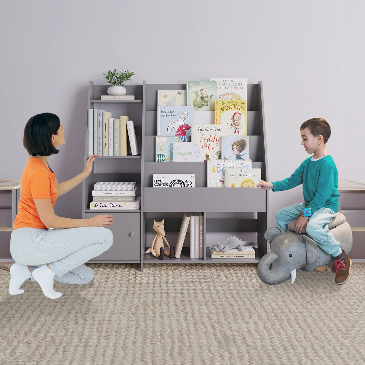 2026 NEW Sturdis Kids Toy Storage Organizer With Bookshelf and White Bins