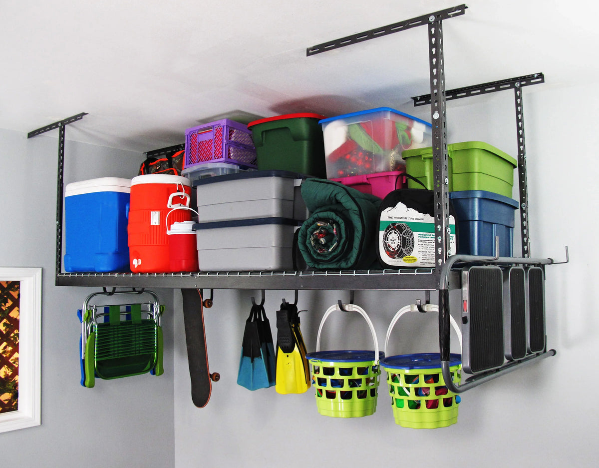 2026 NEW MonsterRax 3' x 8' Overhead Garage Storage Rack Holds 450 Pounds, White