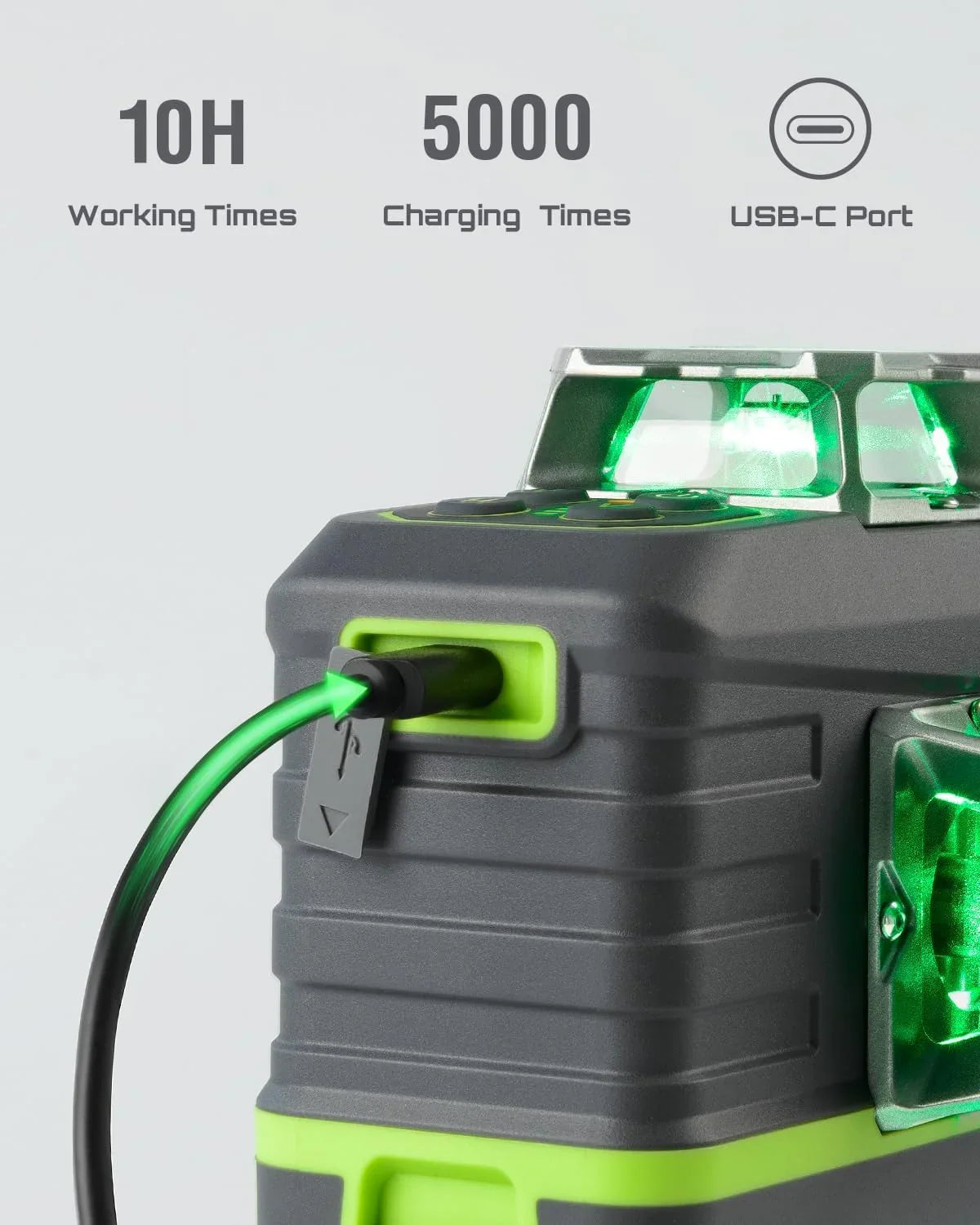2026 NEW Laser Level 3x360- LASGOO with Remote Control, 2 Rechargeable Batteries, 100FT Range, 360- Magnetic Rotating Stand, IP54, 3Ds