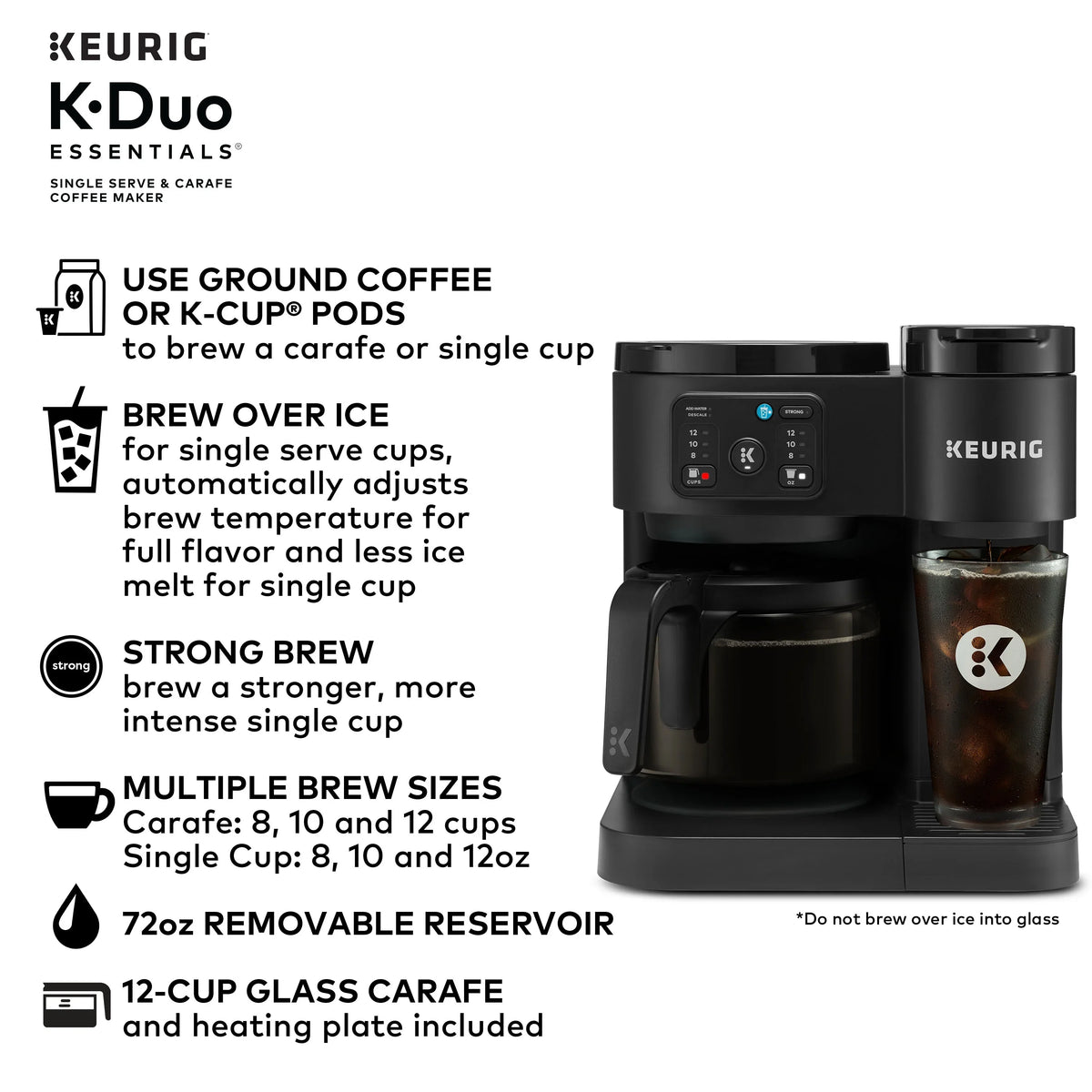 2026 NEW Keurig K-Duo Essentials, Hot & Iced Single-Serve K-Cup Pod Coffee Maker & Carafe, Moonlight Grey