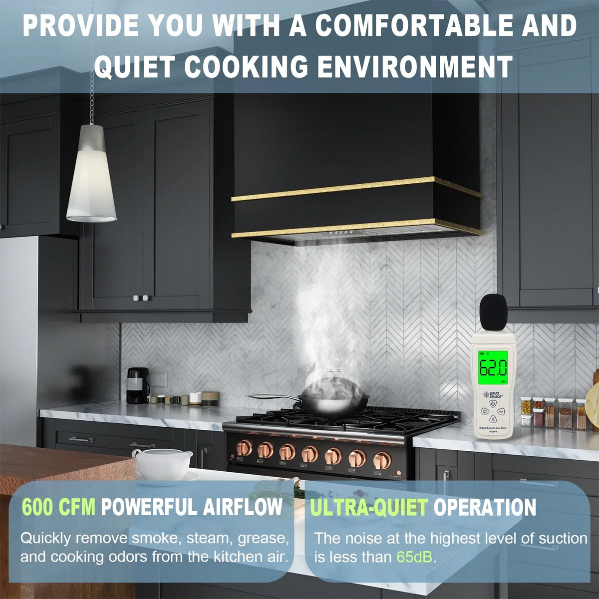 2026 NEW Akicon Range Hood 30 Inch, 600 CFM Ducted Vent Hood, Stainless Steel Box Kitchen Hood with 2 LED Lights, Removable Baffle Filters