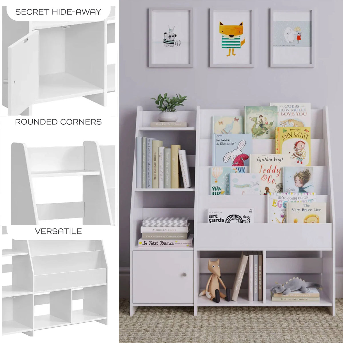 2026 NEW Sturdis Kids Toy Storage Organizer With Bookshelf and White Bins