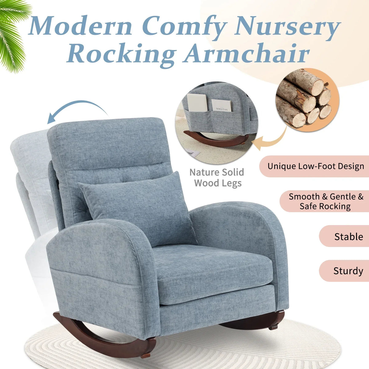 2026 NEW Ktaxon Rocking Accent Chair Glider Reading Chair Comfy Teddy Velvet Upholstered Single Sofa Rocker for Living Room, Nursery, Bedroom Beige