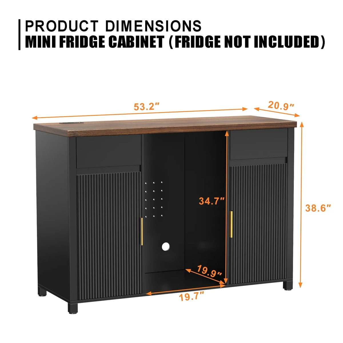 2026 NEW Coffee Bar Cabinet with Fridge Space, Mini Fridge Cabinet"Buffet Sideboard"53.2"L