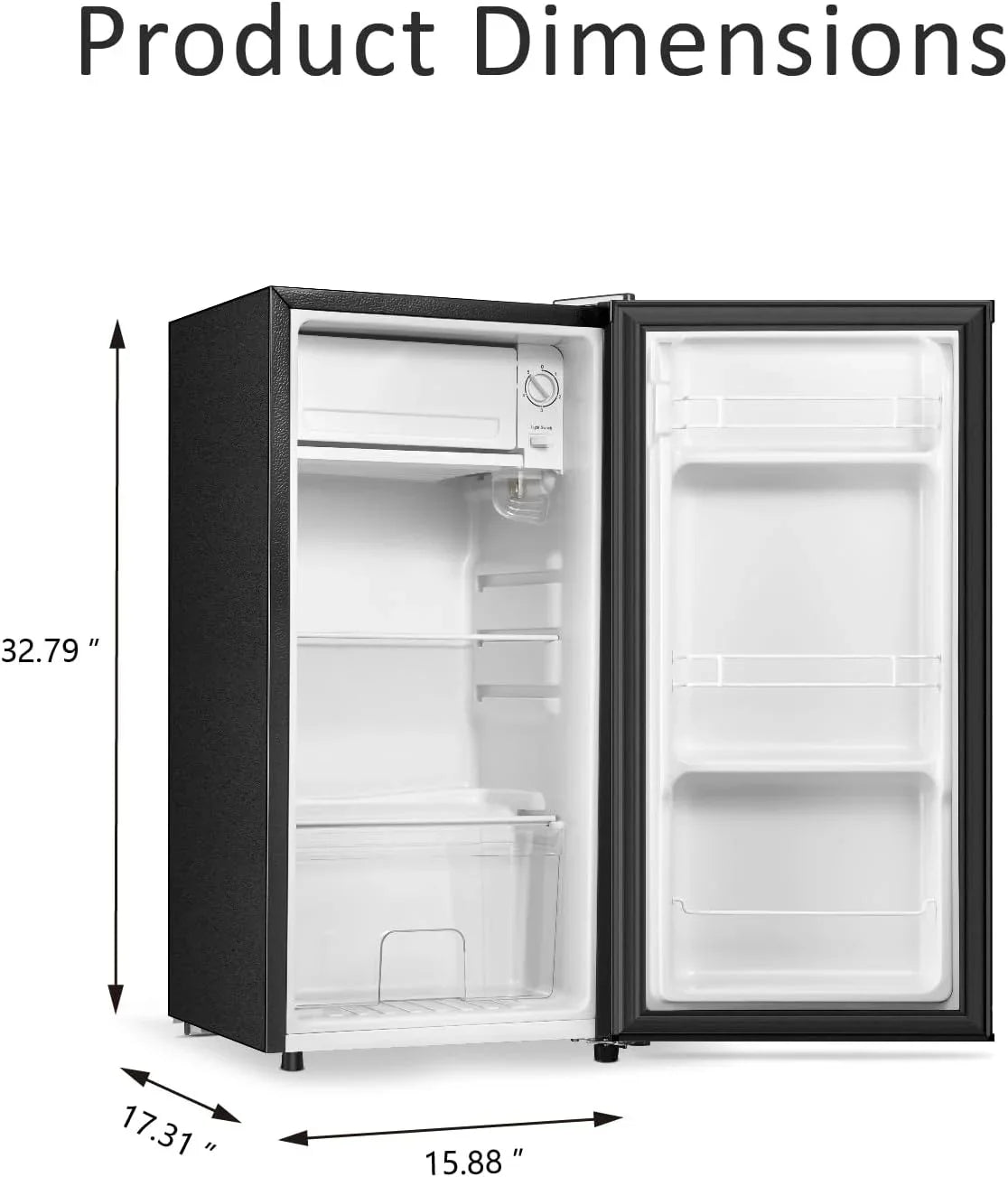 2026 NEW Seaoola Mini Fridge with Freezer, Single Door 4.4 Cu.Ft, Compact Mini Refrigerator, LED Light, Adjustable Thermostat, Removable Glass Shelves, Small Refrigerator for Dorm/Office/Bedroom(Black)