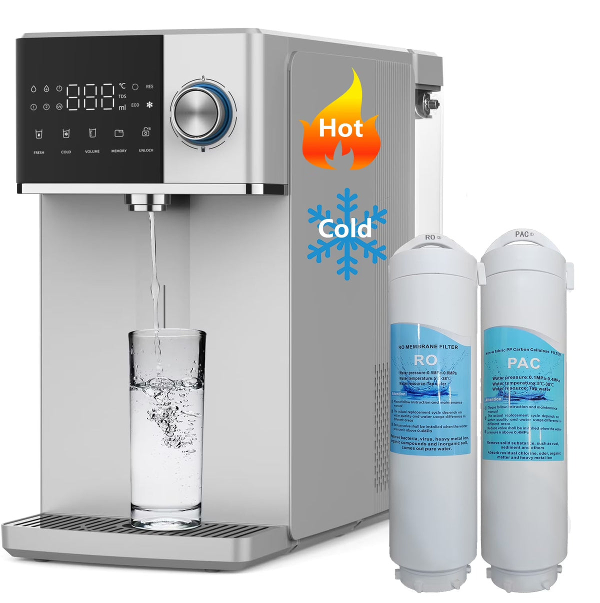 2026 NEW IKT Countertop Hot and Cold Reverse Osmosis Water Dispenser Cooler, Fast Heating, Adjustable Temperature, Dispensing Volume Options