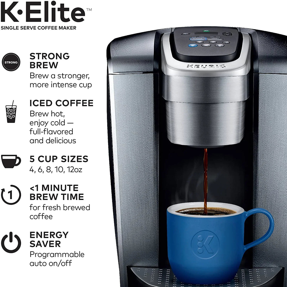 2026 NEW Keurig K-Elite Coffee Maker, Single Serve K-Cup Pod Coffee Brewer, With Iced Coffee Capability & 3-Month Brewer Maintenance Kit Includes Descaling Solution, Water Filter Cartridges & Rinse Pods