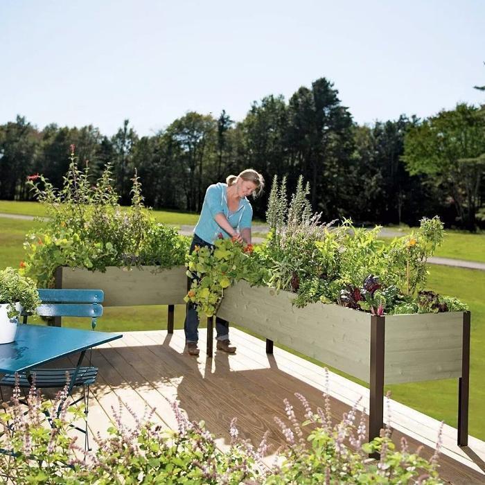 EcoStained Self-Watering Raised Planter Box with Aluminum Legs, Cedar/Cypress, 96 x24 x29