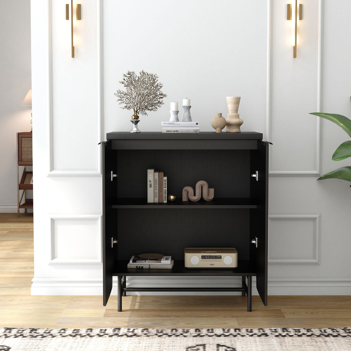 2026 NEW Vivvoo 30" Wood Nightstand Fluted Door Accent Cabinet