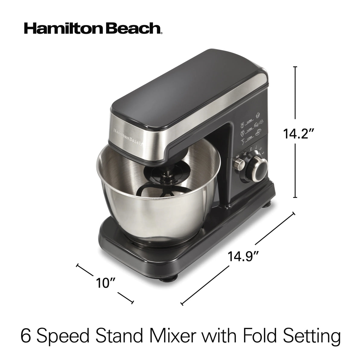 2026 NEW Hamilton Beach 6-Speed Classic Stand Mixer, 3.5 Quarts, Black, 63326
