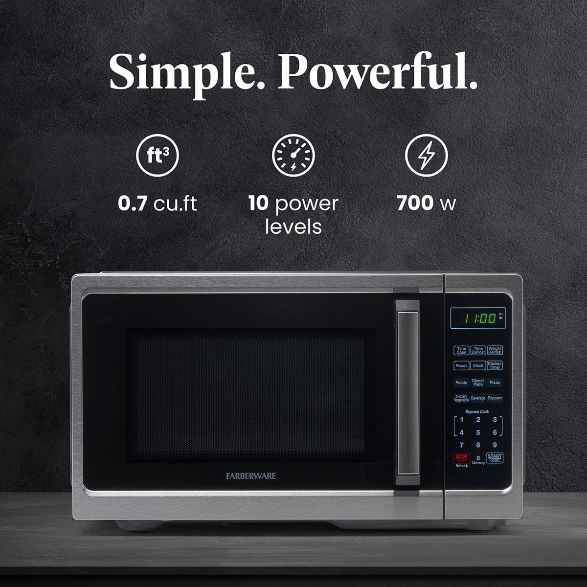 2026 NEW Farberware Classic 0.9 Cu. Ft 900-Watt Microwave Oven, Stainless Steel