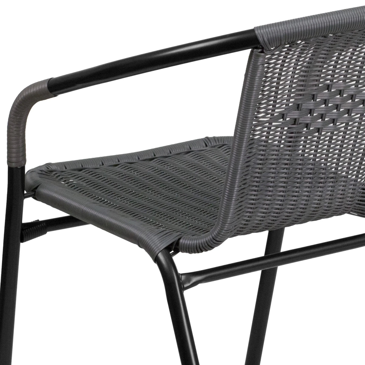 2026 NEW Emma + Oliver Indoor/Outdoor Stacking Rattan Restaurant Patio Chairs, Set of 2, Gray