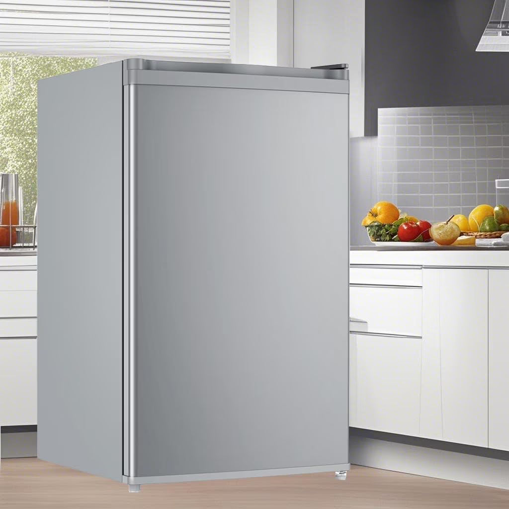 2026 NEW Soonbuy Compact Mini Fridge with Freezer, 4.3 Cu.Ft Single Door Refrigerator with Adjustable Temperature, Removable Shelves & Crisper Drawer, Energy Efficient Small Fridge for Bedroom, Office, Dorm, R