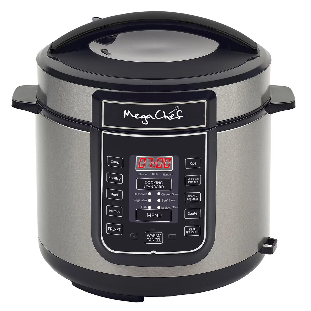2026 NEW MegaChef 6 Quart Electric Pressure Cooker with 14 Pre-Set Multi-Function Features & Stainless Steel Pot