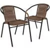 2026 NEW Emma + Oliver Indoor/Outdoor Stacking Rattan Restaurant Patio Chairs, Set of 2, Gray