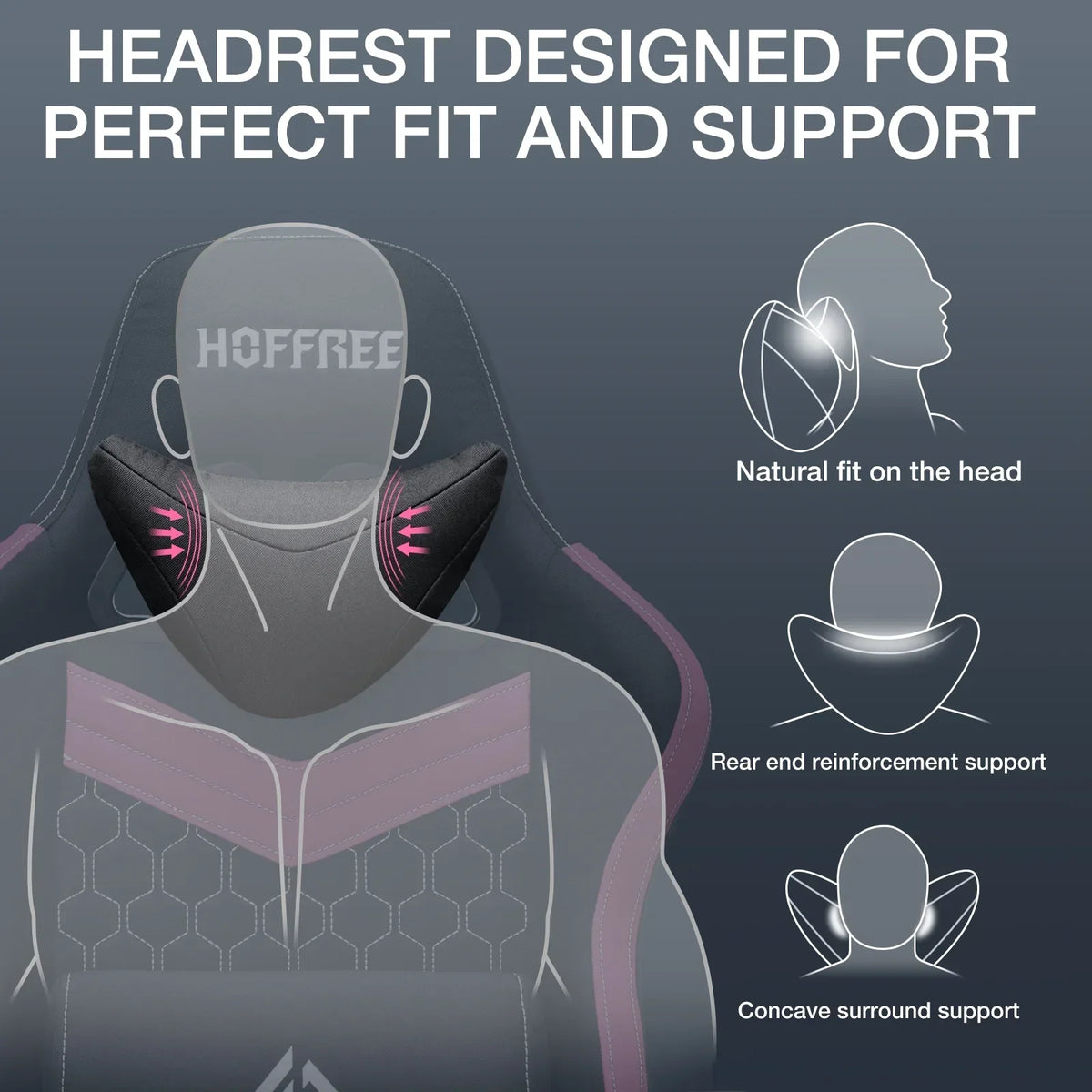 2026 NEW Hoffree Gaming Chair with Massage Fabric Office Chair with footrest for Adults, Ergonomic Gamer Chair with Headrest and Lumbar Support for Office Gaming, 440 LBS