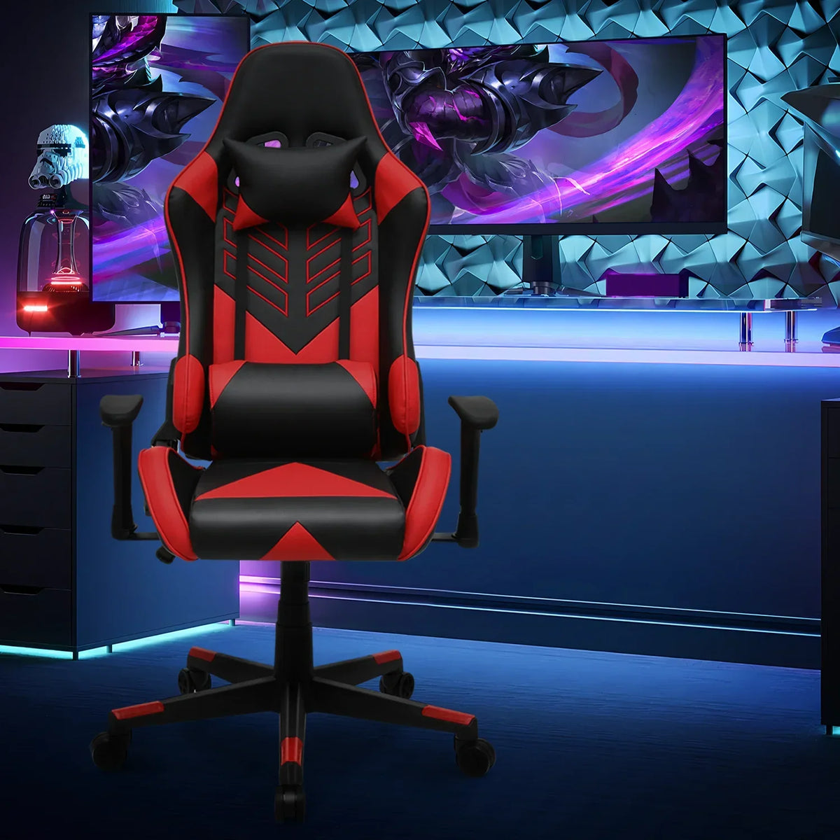 2026 NEW Magshion Ergonomic Gaming Chair, Comfortable Gaming Chair, Computer Chair Leather Desk Chair Adjustable Swivel Gaming Office Chair, Blue