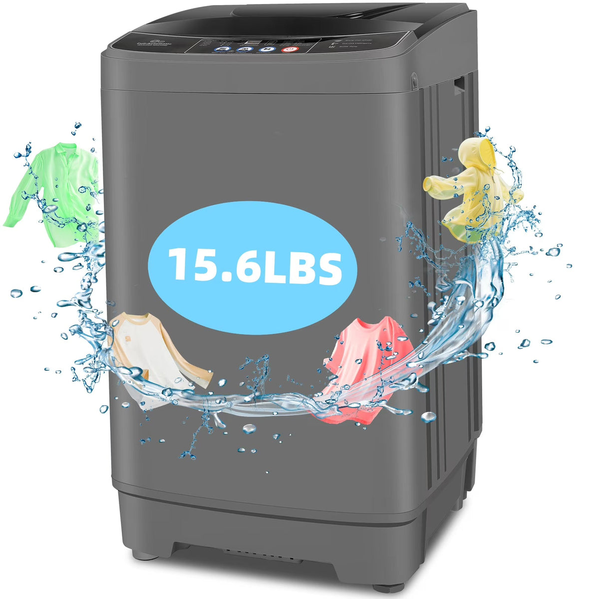 2026 NEW Veeboto Portable Washing Machine, 18.7Lbs Capacity Portable Washer with Drain Pump, 10 Wash Programs/8 Water Levels/LED Display, Full-Automatic Compact Laundry Washer for Apartment, Dorm, Home