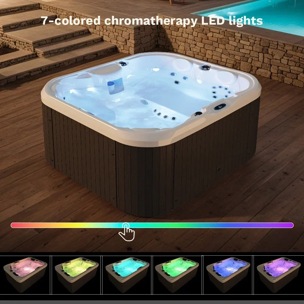 2026 NEW Patiowell 2 Person Home Spa Hot Tub for Outdoor, with 41pcs Massage Jets, LED lighting, Built-In Water Purification System, 900L, Black
